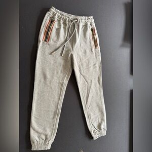 Burberry Gray Joggers with Plaid Accents